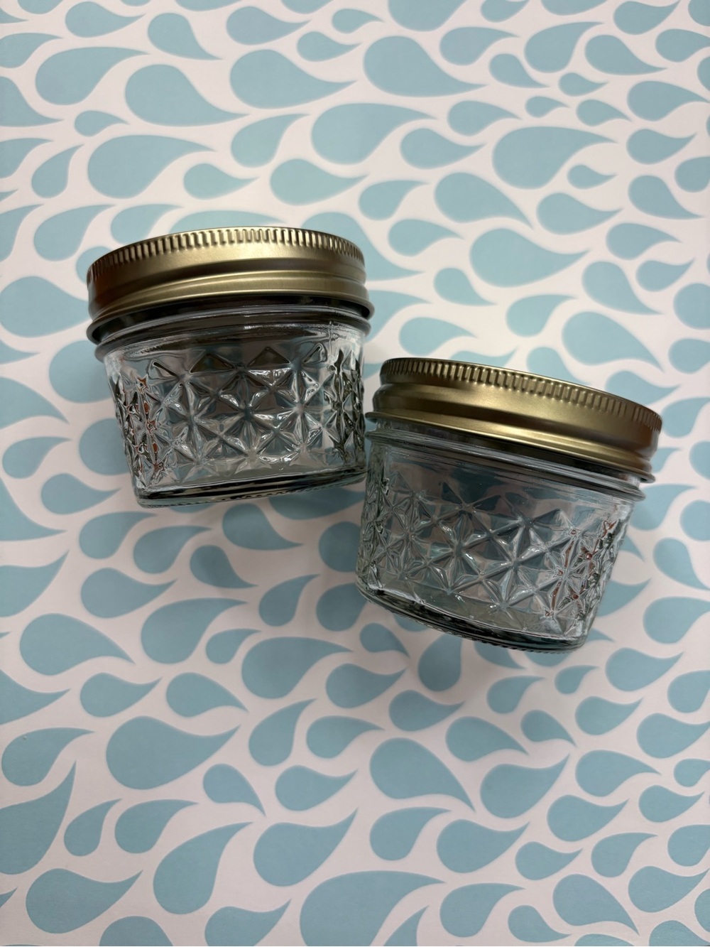 Glass 4 oz Jam Jars with Gold Lids - Set of 2